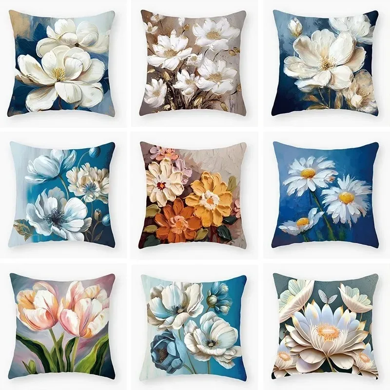 

Винтажный художественный стиль картины маслом с цветочным узором, роскошный домашний декор, чехол для подушки, офисный диван, чехол для подушки