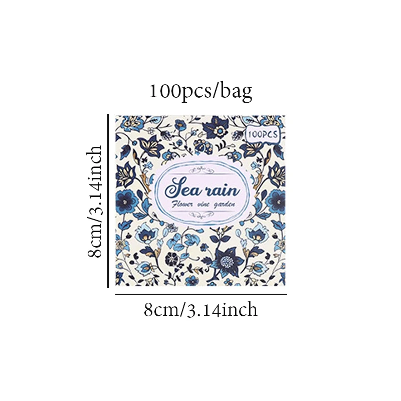 100 Sheets/Set Floral Retro Note Sticker Book Material Paper 8 * 8cm Hand Account Non Adhesive Base Decorative Material Paper