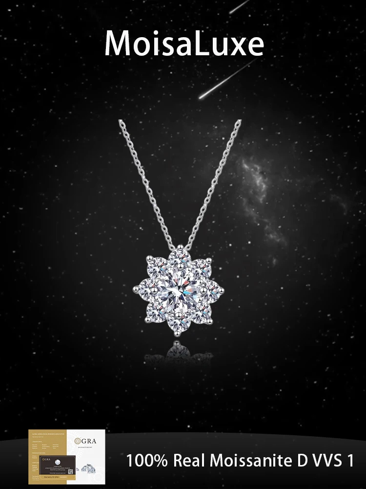 

Официальный магазин MoisaLuxe GRA Moissanite Plata, стерлинговое серебро 925, ювелирная цепочка на ключицу, ожерелье с подвеской в виде подсолнуха для женщин