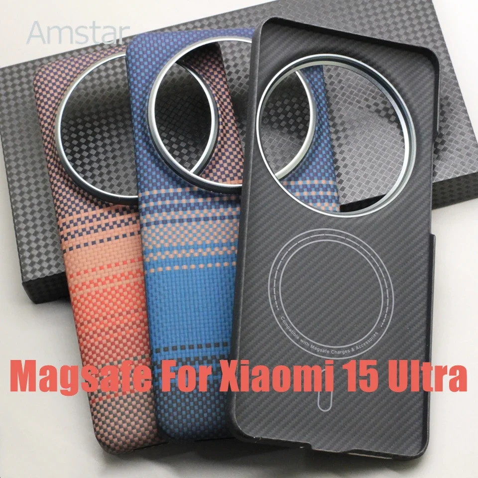 

Amstar Magnetic Carbon Fiber Case 600D Aramid Fiber Cover for Xiaomi 15 Ultra Magnetic Phone Cover Mi 15 Ultra Magsafe Cases