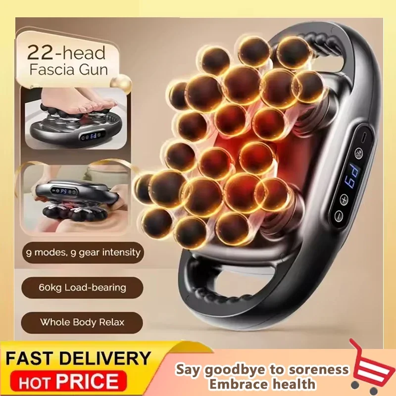 

22-Head High-Frequency Vibration Massage Gun Body Muscle Relief Tool for Back Waist Neck Shoulder Masajeador