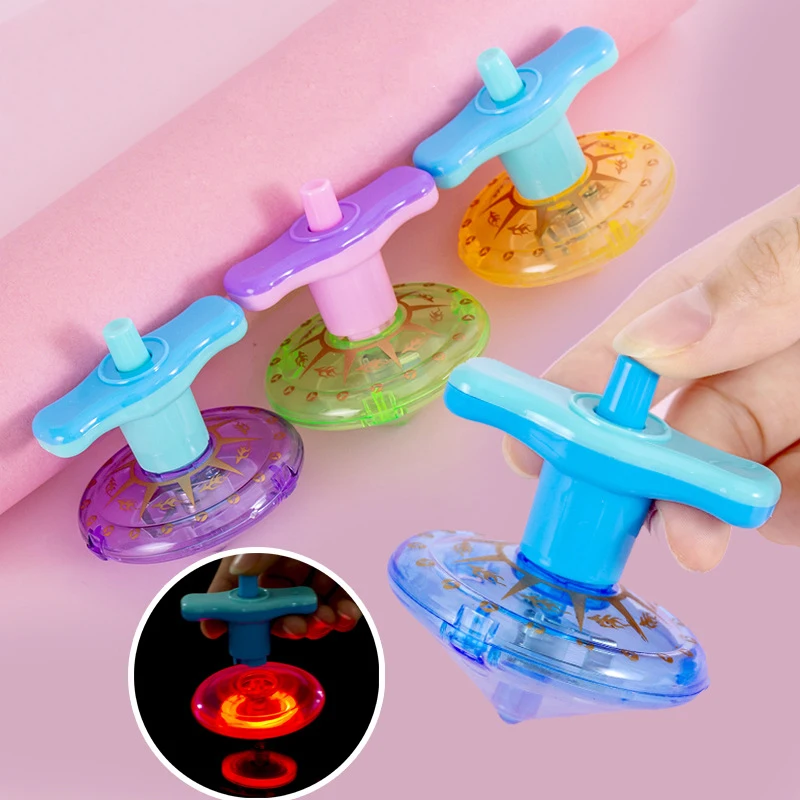 Children's Classic Nostalgic Gyro Toys Creative Light-emitting Colorful Gyro Spinning Toy With Launcher For Children Gifts