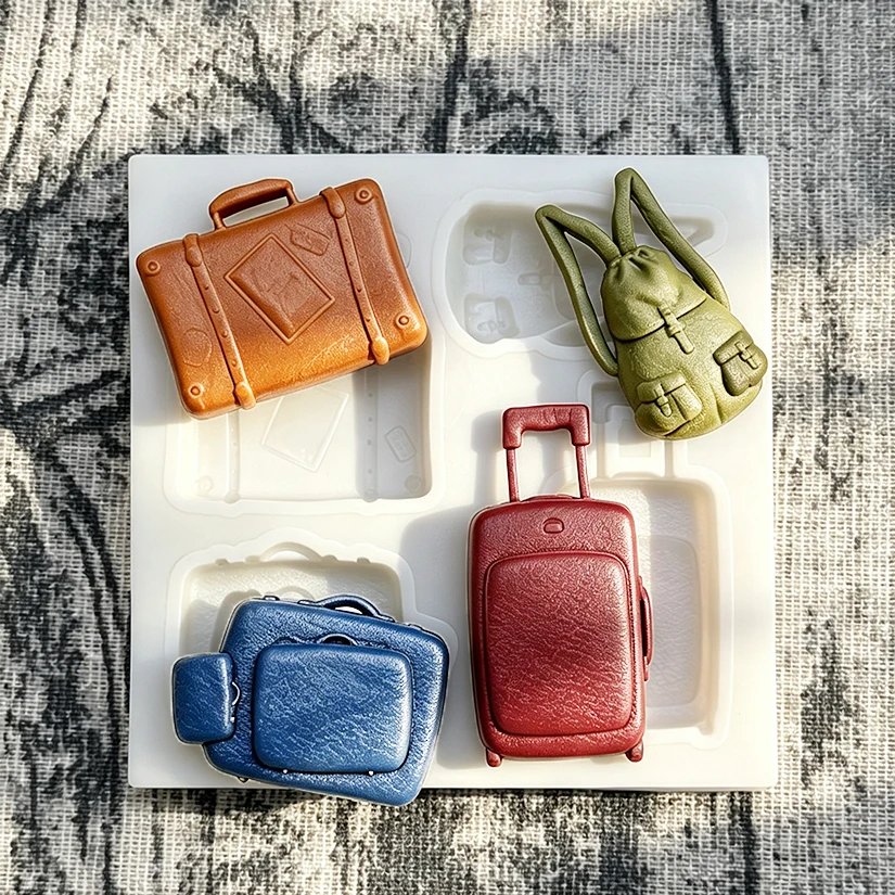 Briefcase Knapsack Suitcase Silicone Sugarcraft Mold Resin Tools Cupcake Baking Mould Fondant Cake Decorating Tools