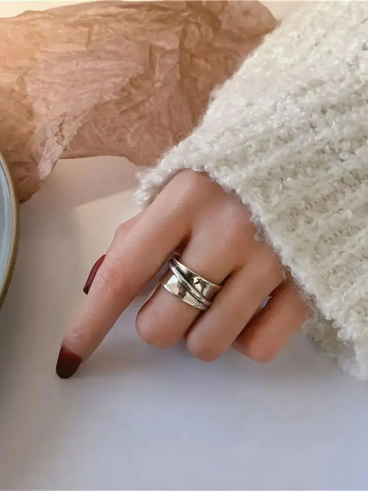 XIYANIKE hurtownie srebrny kolor obrączki dla kobiet pary kreatywne proste geometryczne Handmade Party biżuteria prezenty — zdjęcie 2
