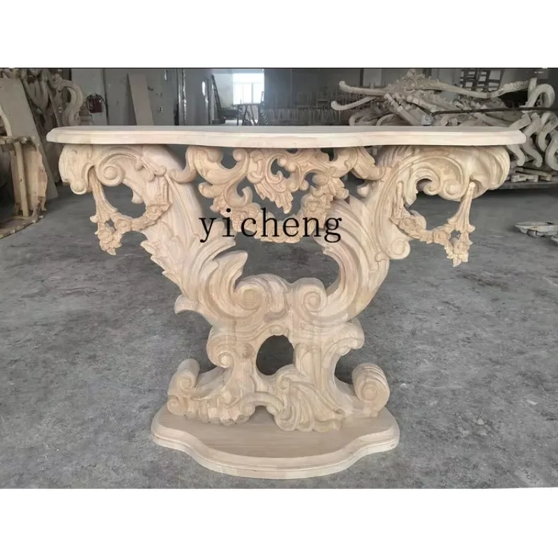 V21 Pure Solid Wood Entrance Foyer Cabinet End View Platform Log Entrance