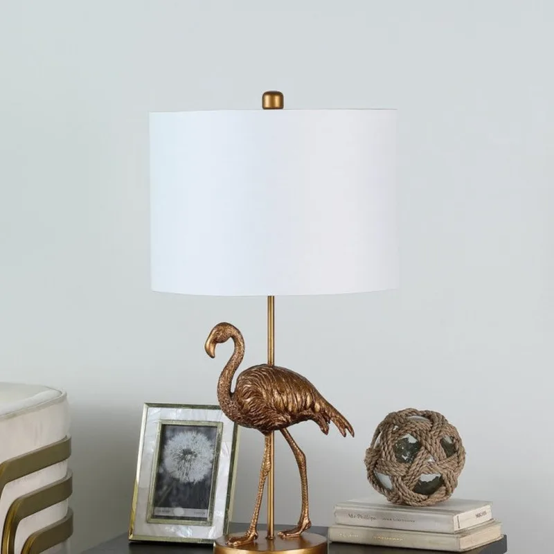 ماتي الذهب فلامنغو الراتنج الجدول مصباح ديكور المنزل الحديث غرفة نوم غرفة المعيشة الإضاءة #1