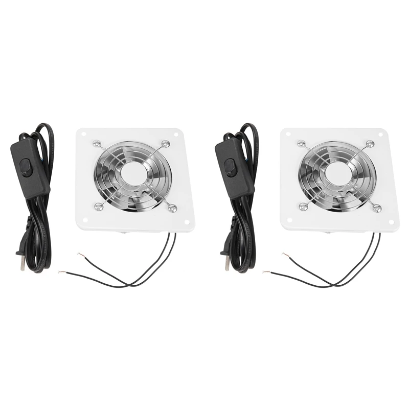 2Pcs 4 Inch Inline Duct Fan Air Ventilator Metal Pipe Ventilation Exhaust Fan Extractor Bathroom Fan Duct