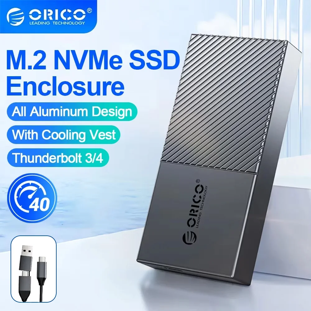 ORICO 40Gbps M.2 NVMe SSD Case SSD Enclosure Thunderbolt 4/3 USB3.2 Type-C M.2 Nvme Adapter for M.2 NVME PCIE Aluminum Case