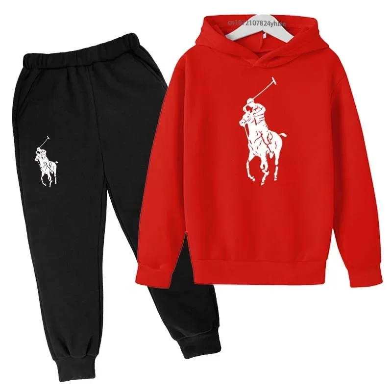 Kids Leisure Spring Autumn 2Pcs Simple Print Hoodie+Jogging Pants Tracksuits 2-13 Years Boys Girls Casual Outfits Children Sets