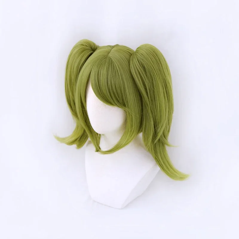 Danganronpa Monaka Green Short Ponytails Wig Cosplay Costume Dangan Ronpa Heat Resistant Synthetic Hair Monaca Towa Women Wigs