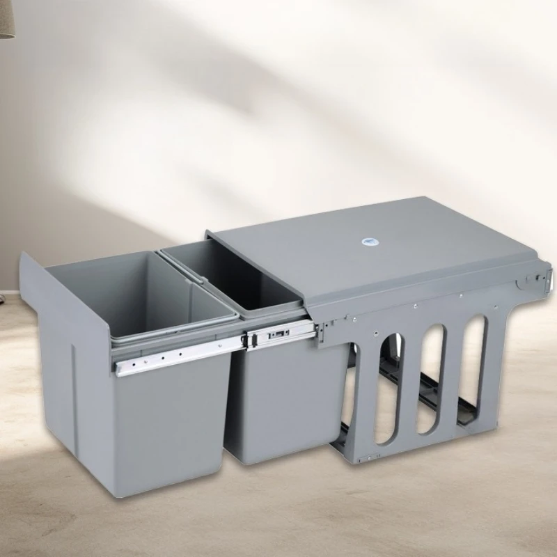 

Telescoping Trash Can Modern Balcony Separate Trash Bins Kitchen Cabinet Large Capacity Garbage Bin Food Disposal Rubbish Can