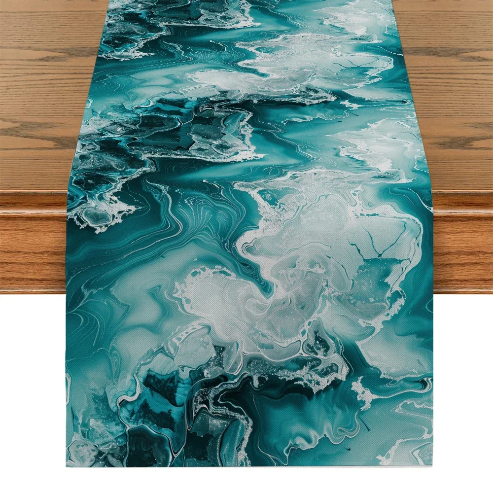 Marble Tablecloth Table Runner Kitchen Tabletop Decoration Indoor Outdoor Home Party Decoration