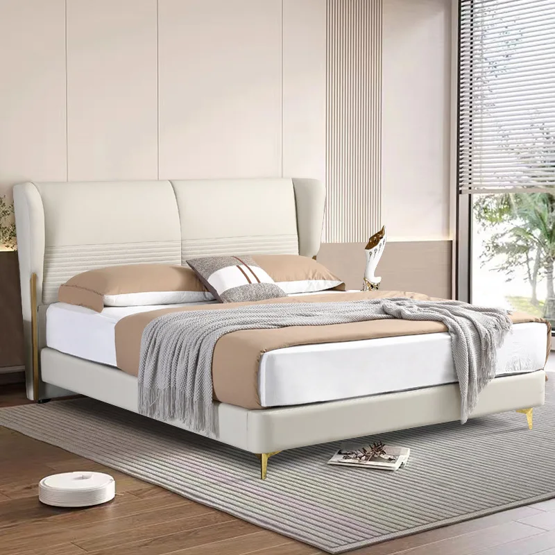 

Italian modern light luxury leather wedding bed master bedroom high-end atmospheric soft bag double bed