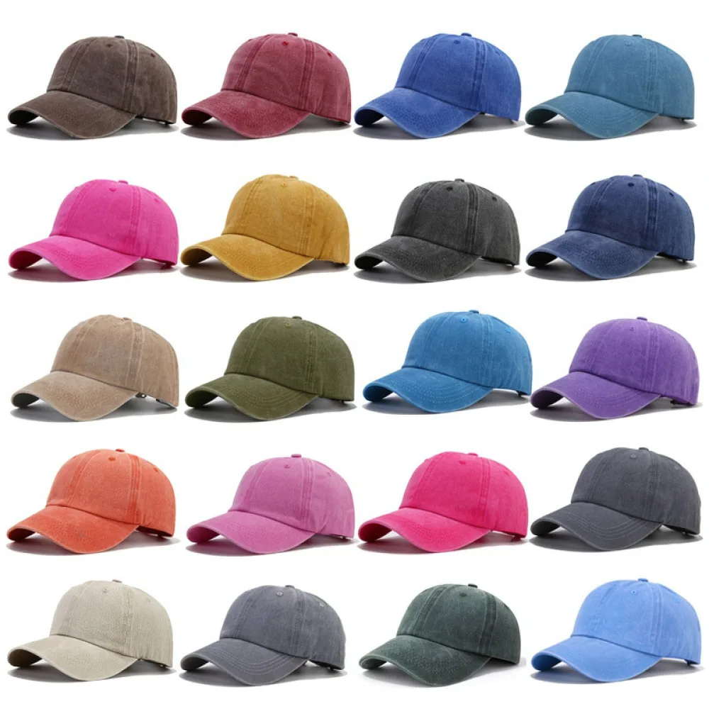 Unisex Vintage Washed Baseball Hat Adjustable Cotton Dad Cap Retro Distressed Breathable Outdoor Sun Shade Sport Hat