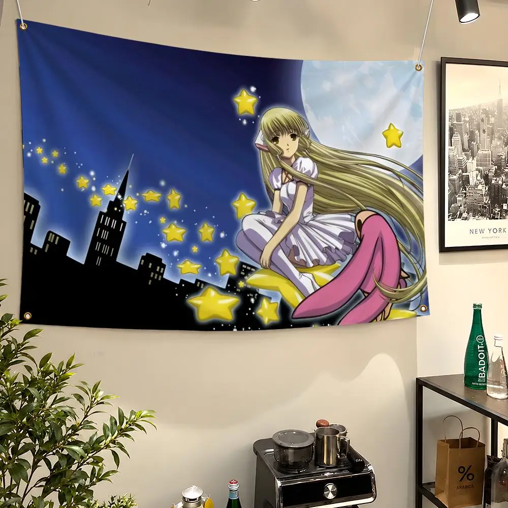 Flags Wall Hanging Hideki Flag Anime Banners CLAMP For Persocom Birthday Chobits Parties Outdoor Chii Bedroom Dorm Room Decor