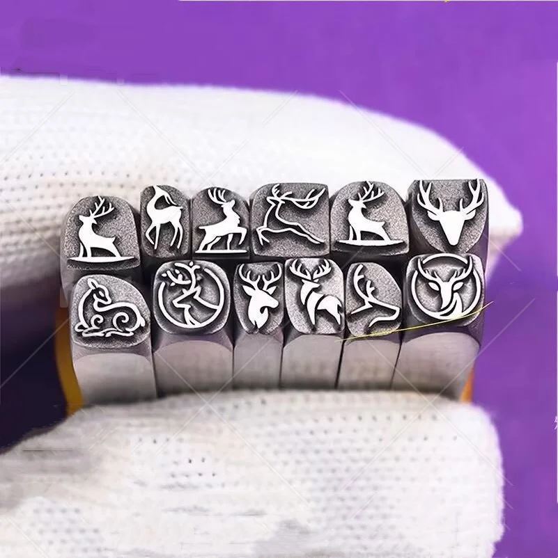 Jewelry Stamps, Reindeer-Patterned Steel Stamps, Gold and Silver Bracelet and Ring Chiseling Molds, Gold-Beating Tools