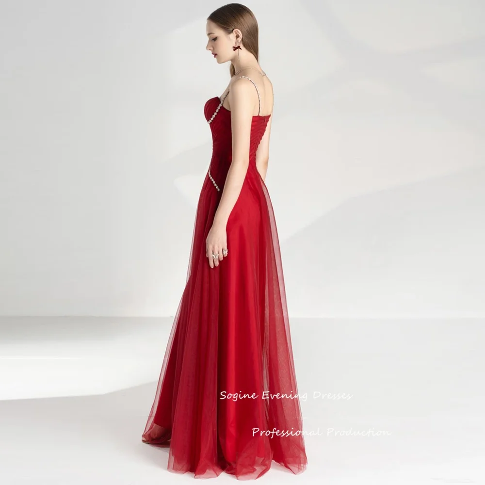 맞춤형 스파게티 스트랩 고급스러운 여성용 이브닝 드레스, 스위트하트 넥 튤 파티 드레스, A라인 파티 드레스