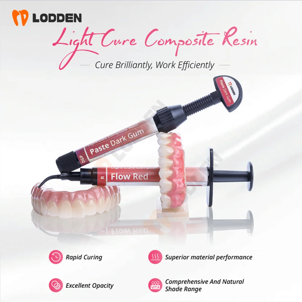 LODDEN Lichthärtendes Komposit-Dentalmaterial: Flow/Opaque/Paste/Separating/Metal Gingival für Malone Bridge Pole Card