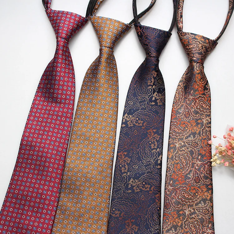 

Hot selling formal 8cm business tie, men's zipper, lazy tie, small flower and cashew fruit ideas, multiple colors