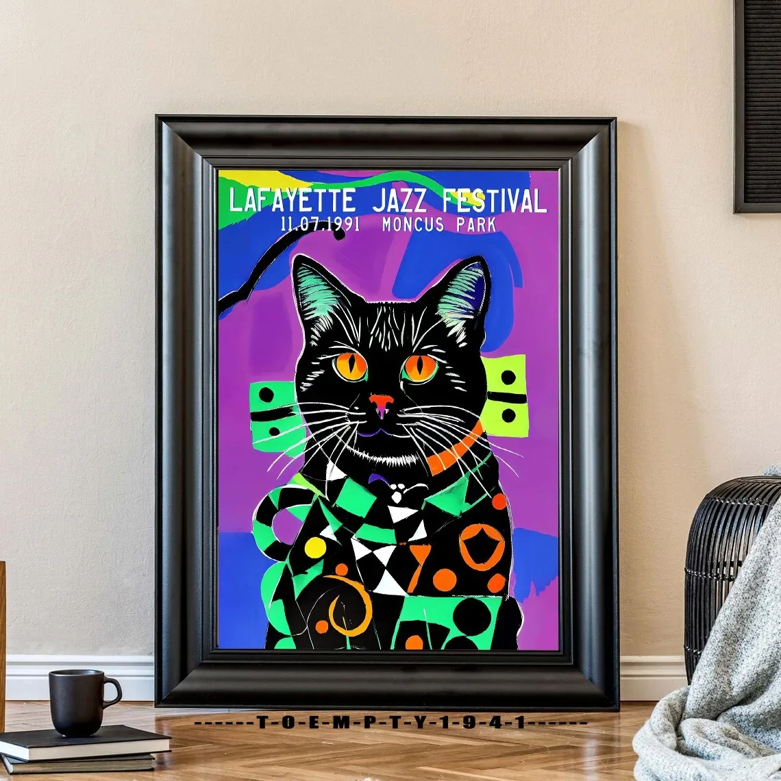 Black Cat Vintage Jazz Music Poster Canvas Printing Black Cat and Jazz Prints Gallery Wall Art Decor Bar Home Music Wall Decor