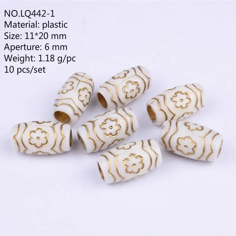 10pcs Golden/Silver/Black  Hair Braid Dread Dreadlock Plastic Beads Rings Tube Braiding Retro Hair Accessories