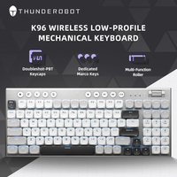 THUNDEROBOT K96 Wireless Mechanical Keyboard Low-profile Productivity Keyboard 98 Keys with Roller Marco Keys PBT Keycaps For PC