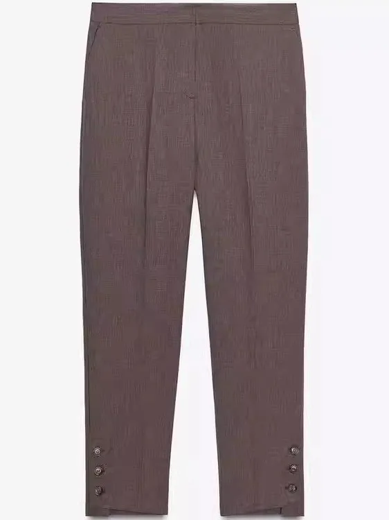 

Busin Suit Coat Ba Split Long Sve Turn-down Collar Pants Button Straight Leg Winter Workwear Fem Commute Sle