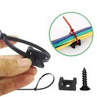 300pcs Black Cable Tie Base Saddle Type Mount Wire Holder Cable Zip Tie With Self-Locking Screws Wire Cable Clips Organizer