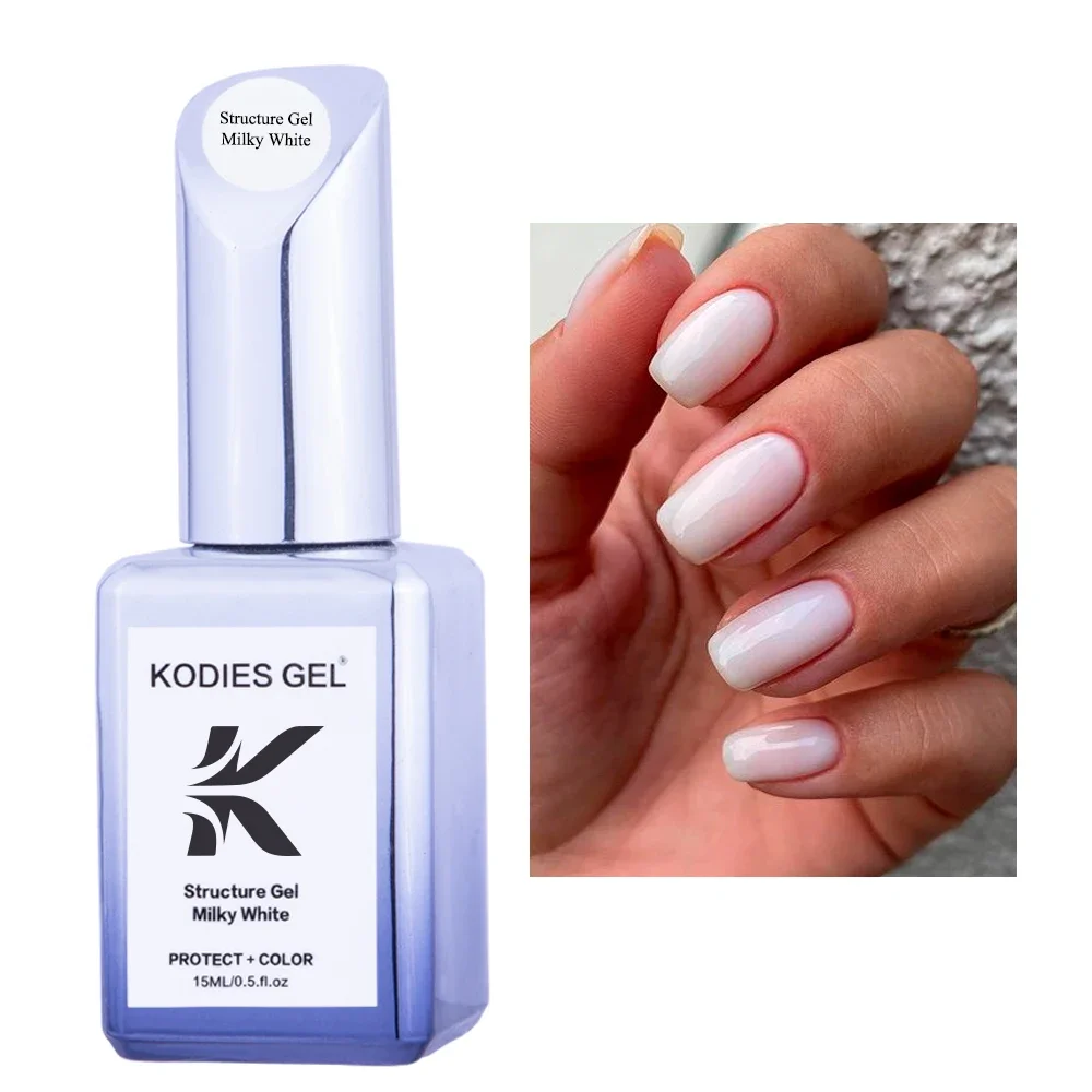 KODIES GEL Milky White Base Gel Nail Polish Structure Cover Rubber Base Coat 2 IN1 Hybrid Varnish UV Semi Permanent Manicure Art