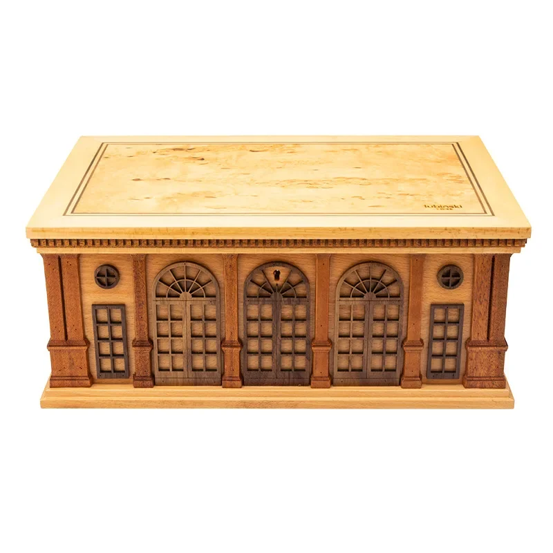 I Cigar Moisturizer Castle Style, Parquet Craft Beech Birch Pomegranate, Large Capacity Cedar Cigarette Case