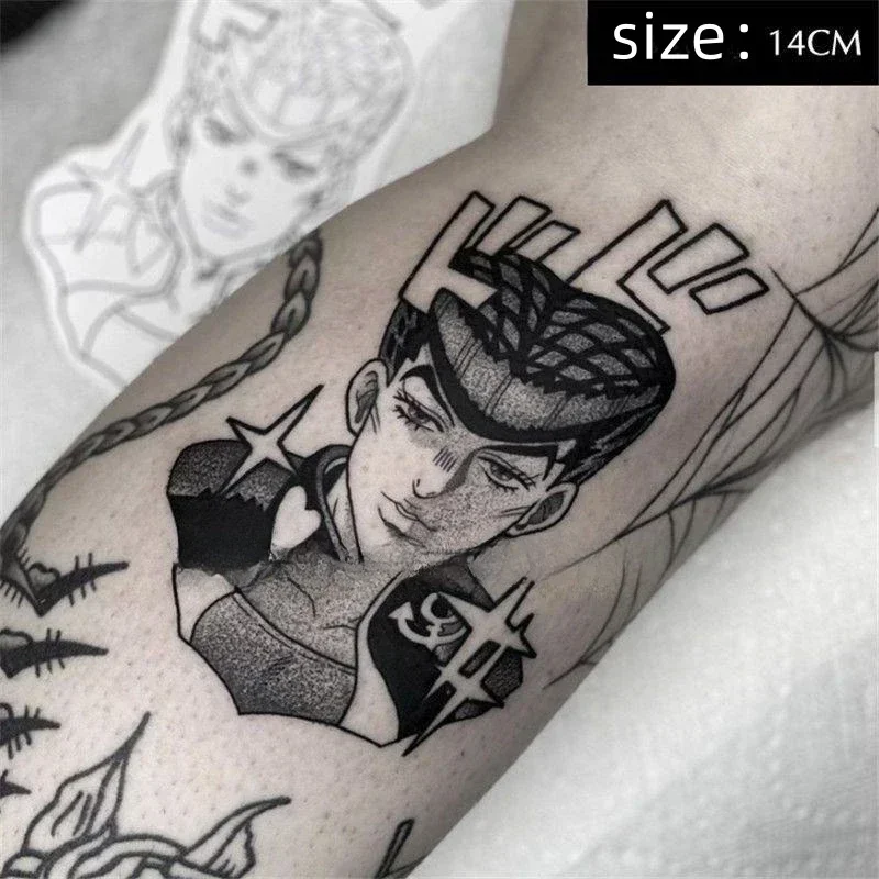 

Anime Temporary Tattoos for Wen Women Cartoon JoJo's Bizarre Adventure Josuke Tatoo Body Art Arm Waterproof Fake Tatoo Sticker