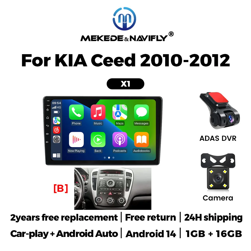 MEKEDE Android 14 IPS Scherm 2 Din Autoradio voor Kia Ceed ED 2006-2012 Draadloze Carplay Navigatie GPS Stereo Multimedia Speler