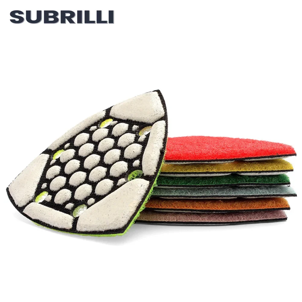 SUBRILLI 1PC Triangle Sanding Pad Diamond Dry Polishing Pad Sandpaper For Renovator Tool Multi-Function Oscillating Grinding Pad