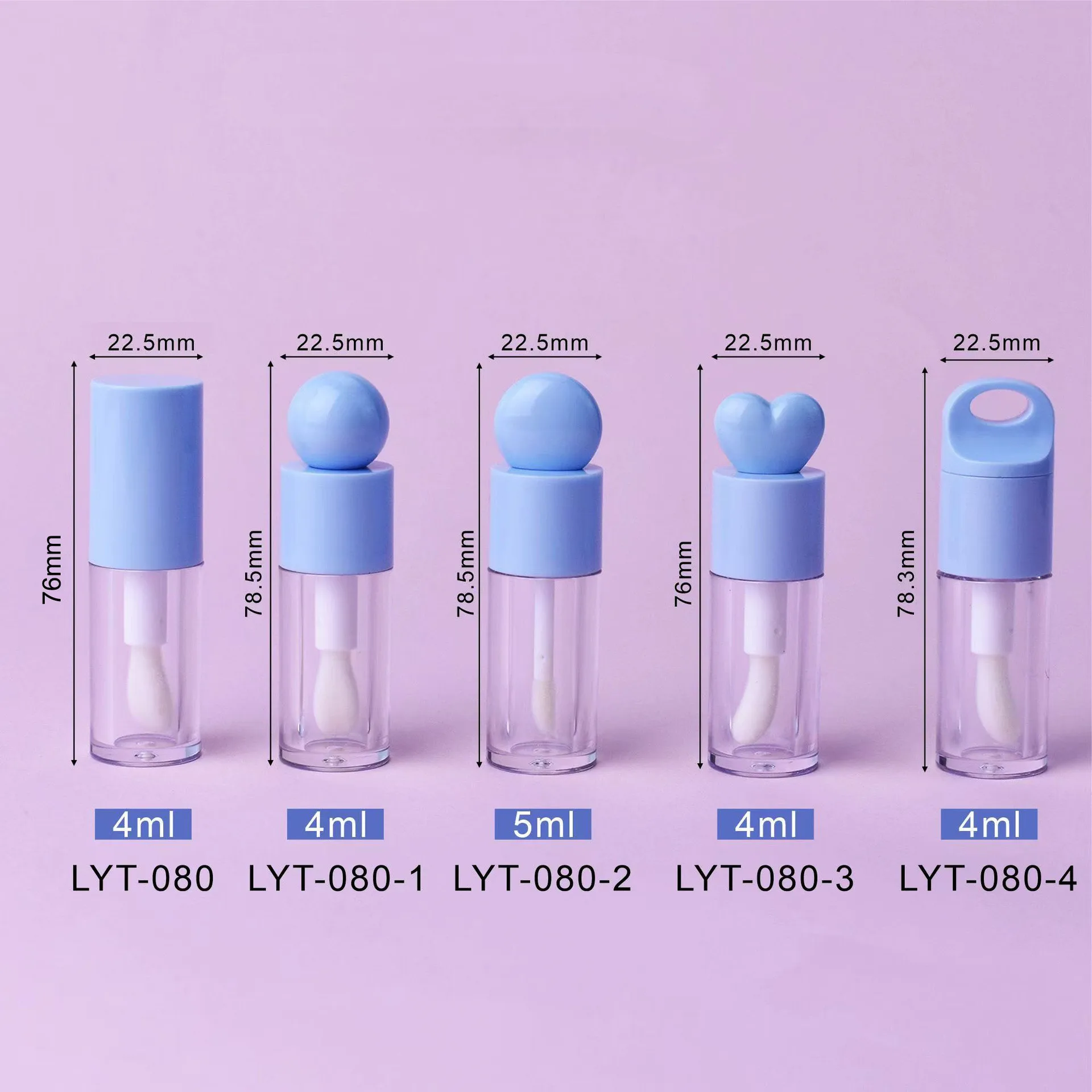 شعار مخصص أنابيب ملمع الشفاه بالجملة فارغة إعادة الملء البلاستيك الشفاف أنبوب ملمع الشفاه حاويات مستديرة التعبئة والتغليف 4 مللي عصا كبيرة 50 قطعة #5