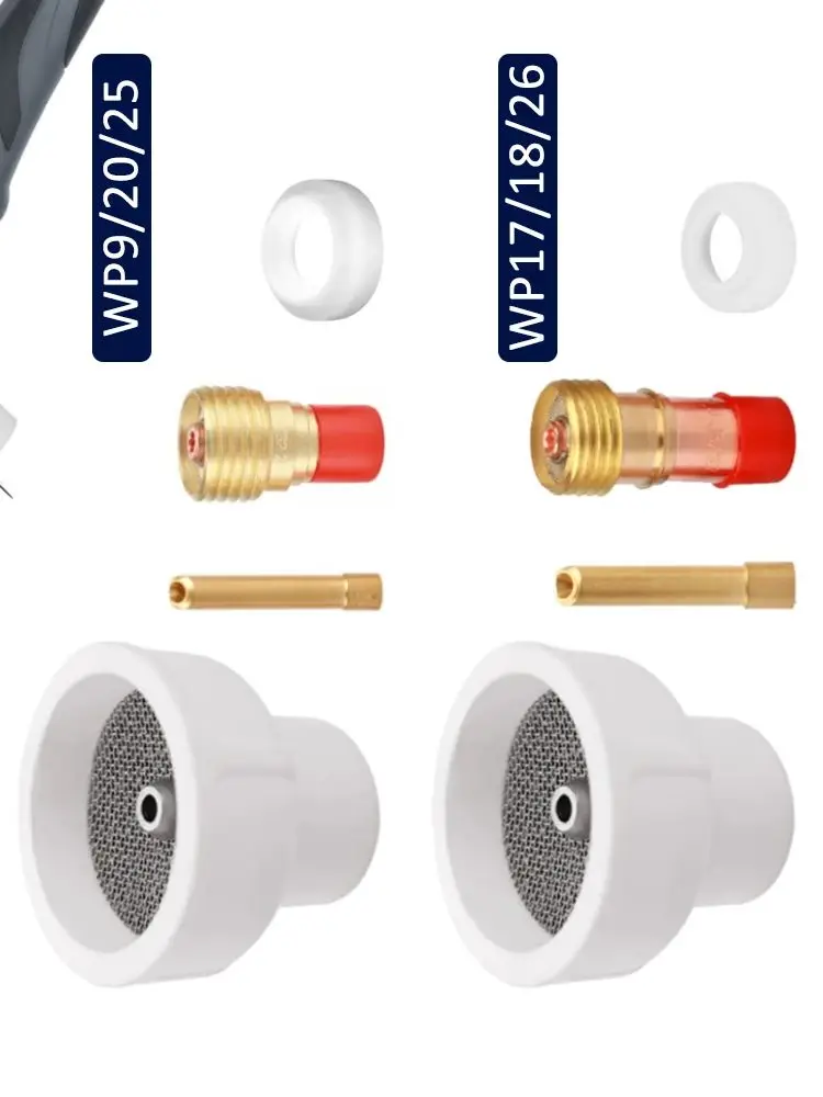 4 szt. Białe ceramiczne dysze aluminiowe # 12 # 14 # 16 # Zestaw 24 tulejek zaciskowych 2.4mm WP9/17/18/20/25/26 Akcesoria do palnika spawalniczego TIG — 2