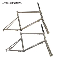 SILVEROCK STEAM Bicycle Chrome Frame Carbon Fork  20in 451 406 for Adults Disc Caliper U Brake Urban Motorbike Frame 1 1/8