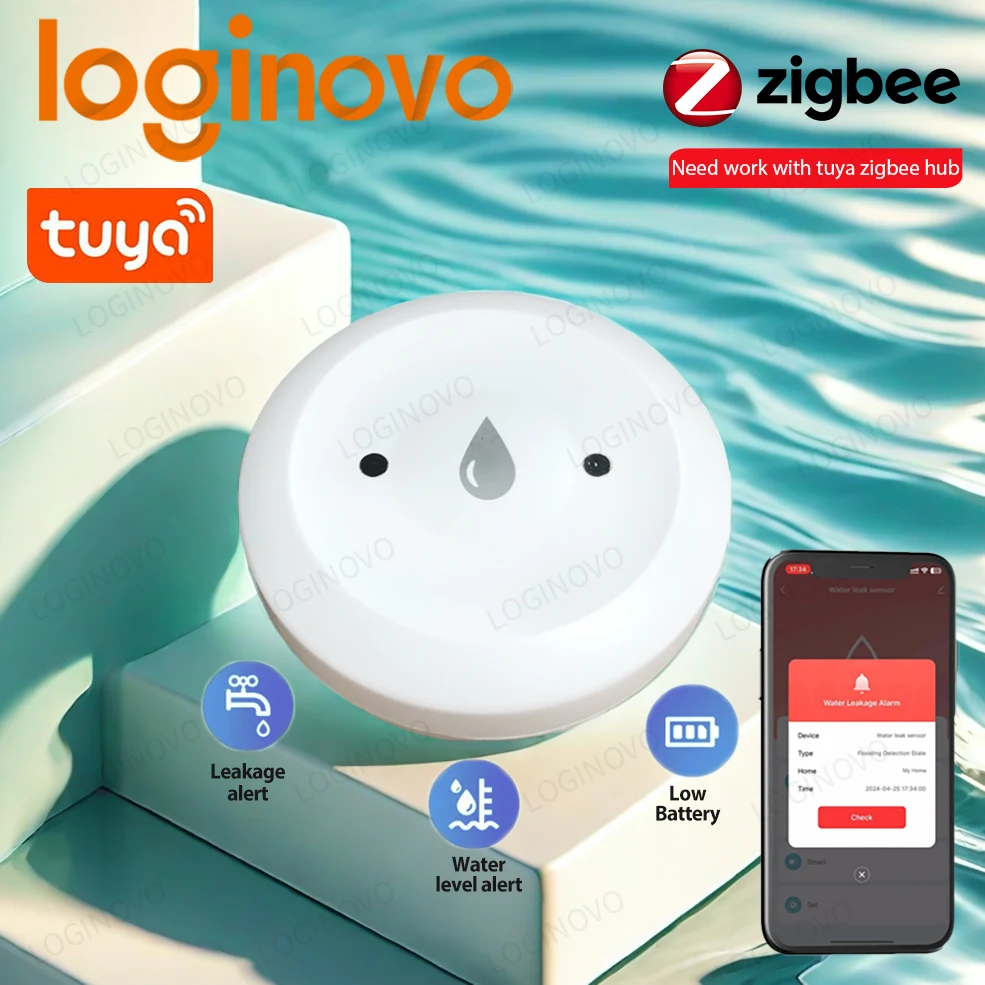 Zigbee Water Leak Sensor Vazamento de Inundação Sensor de Imersão App Detector de Monitoramento Remoto Trabalhar com Zigbee Gateway Tuya Smart Life