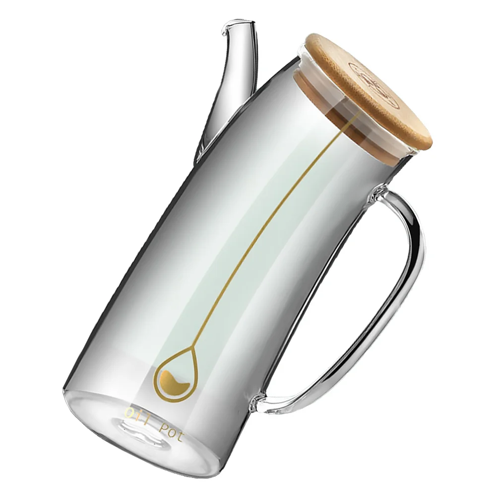 

1Pcs Oil Dispenser Bottle Borosilicate Leakproof Glass Cruet Container Bamboo for Kitchen Cooking Vinegar Sauce