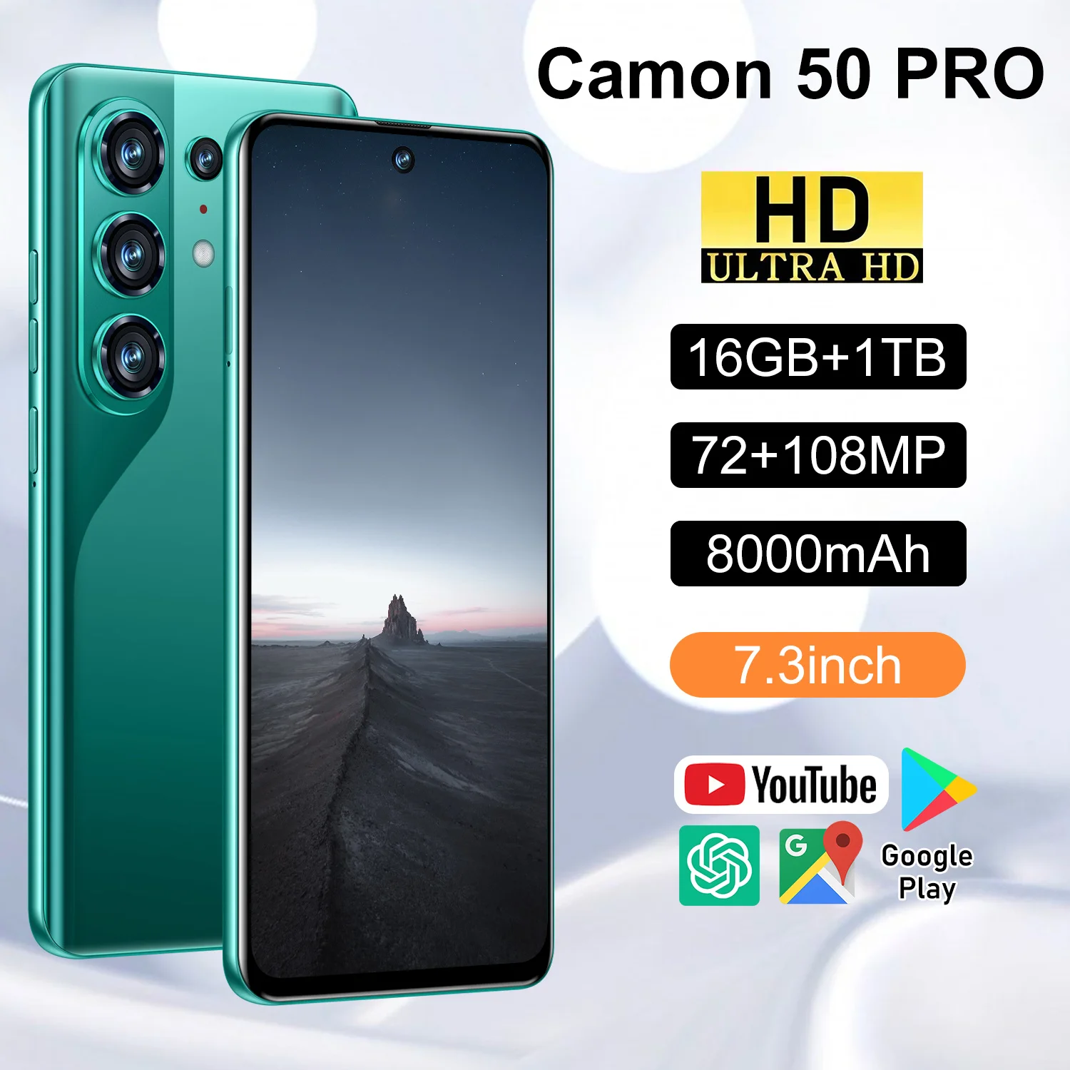 Camon 50 Pro 5G Smartphone 16GB 1TB High Performance 7.3" Screen 108MP Camera 8000mAh Mobile Phone