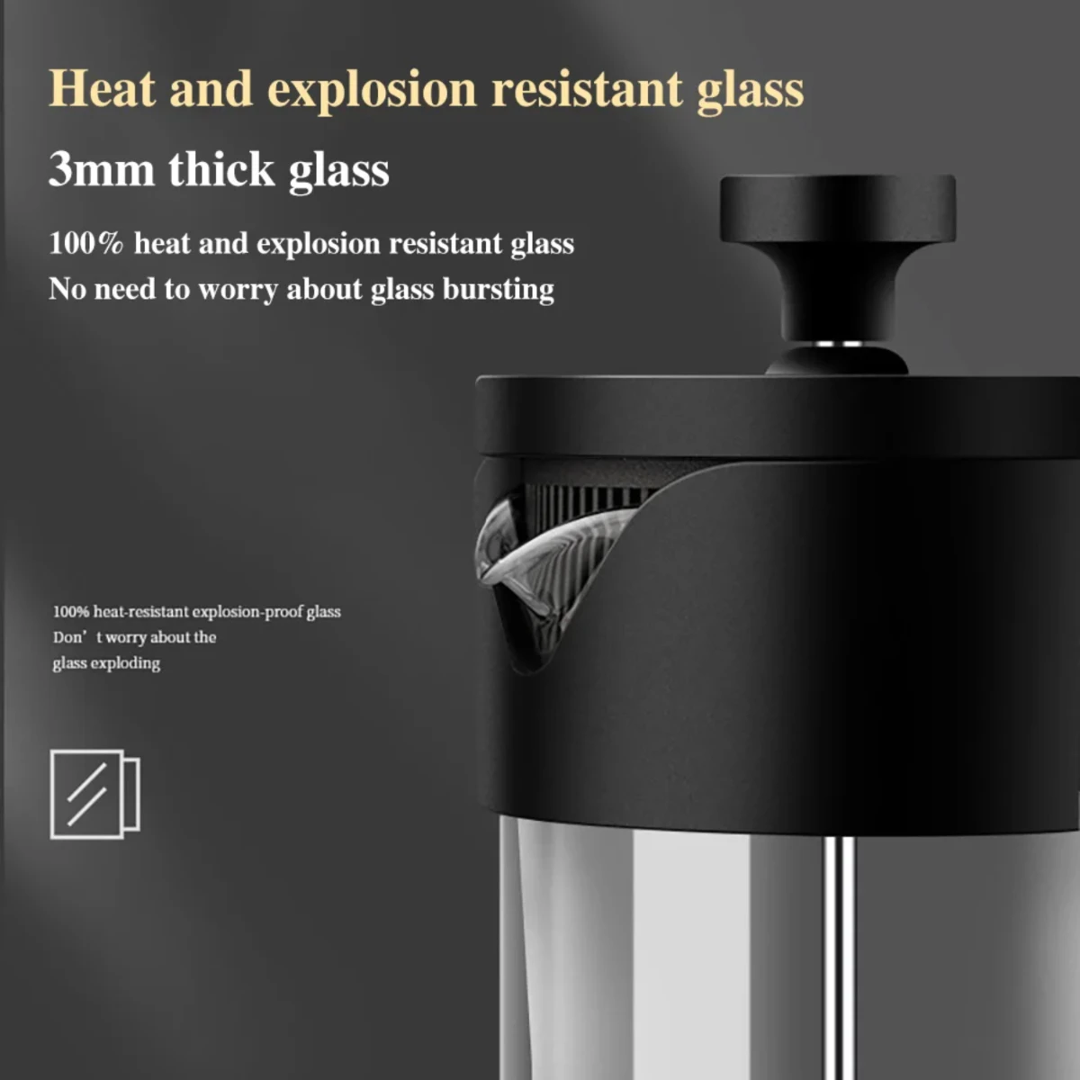 350ML/600ML/1000ML French Press  High Borosilicate Glass House Coffee Brewer Milk Foam Frother Barista Tea Maker