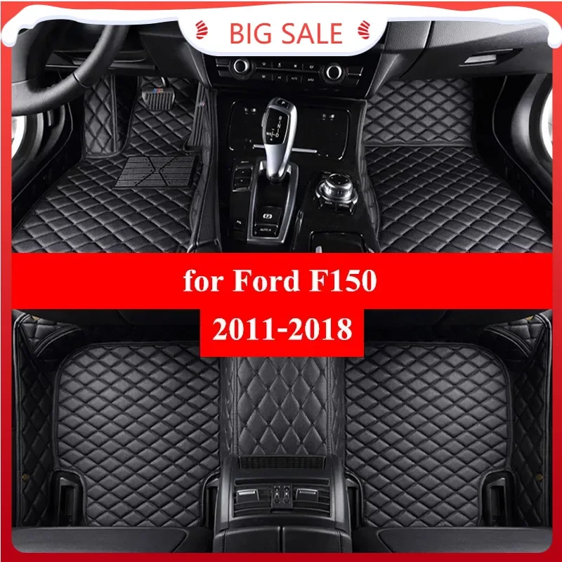 Brand  Car Floor Mats For Ford F150 4 door 2011- 2016 2017 2018 Flash Mat Leather Custom Foot Pads Automobile Carpet Car Covers