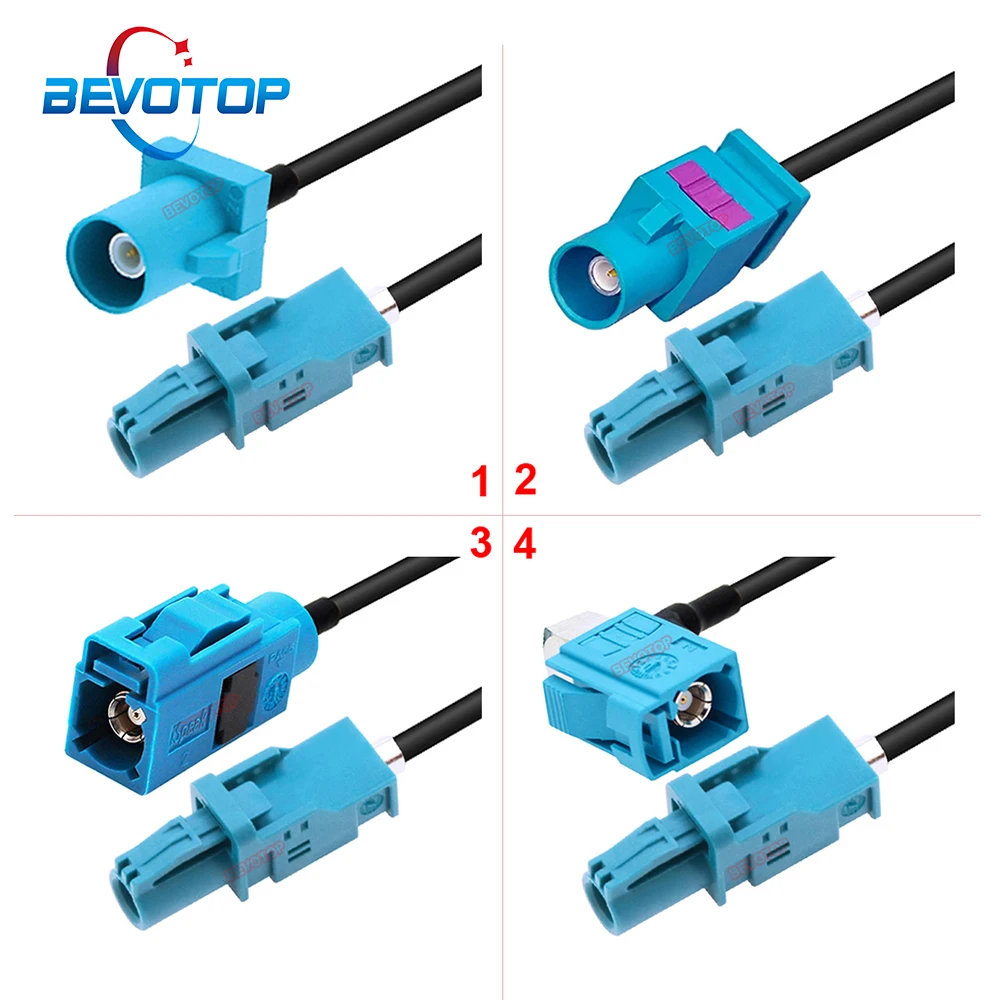 1PCS RSBG Version Code Z 1 Pin Single Core MINI FAKRA Z to FAKRA Z Male/Female Connector RG174 Cable BEVOTOP Wire Harness