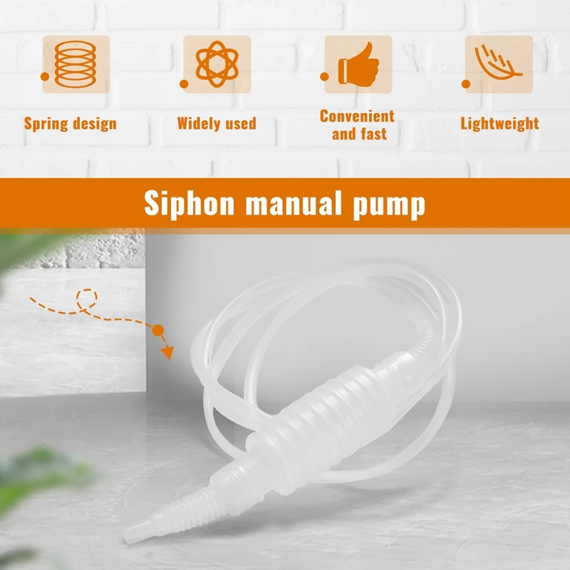 2 Meter Syphon Tube Hand Fuel Pump Gasoline Siphon Hose Gas Oil Water Fuel Transfer Siphon Pump For Water Gasoline Liquid Home B