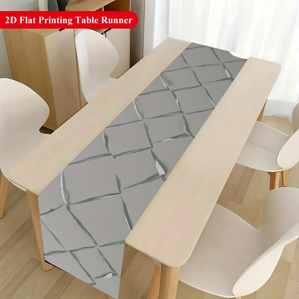 1pc Gray Tone Artistic Design Table Runner Holiday Season Decorative Cloth for Home Kitchen Dining Office Living Room Decor