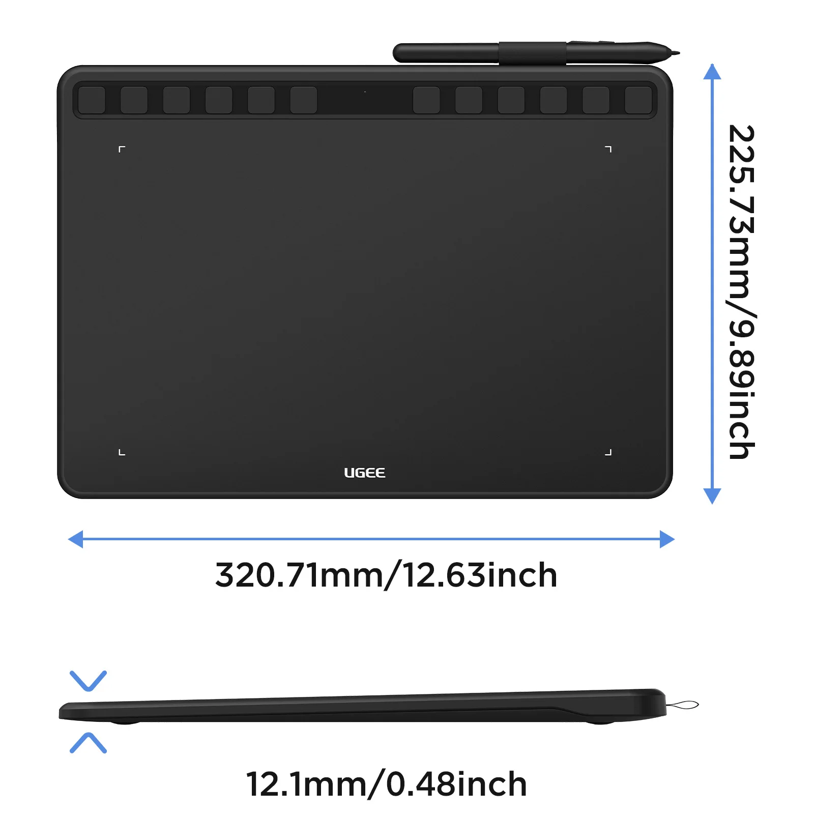 UGEE S1060W Wireless Digital Pen Tablets Graphic Drawing Tablet with Battery-free Stylus 12 Shortcuts for Game OSU! eLearning