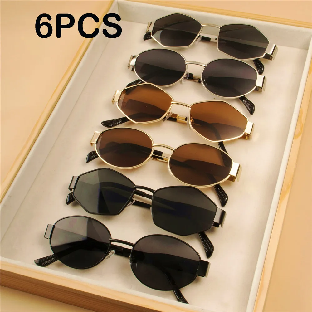 

6PCS Vintage Punk Style Sunglasses Retro Round Metal Frame Women Sun Glasses Fashion Eyewear