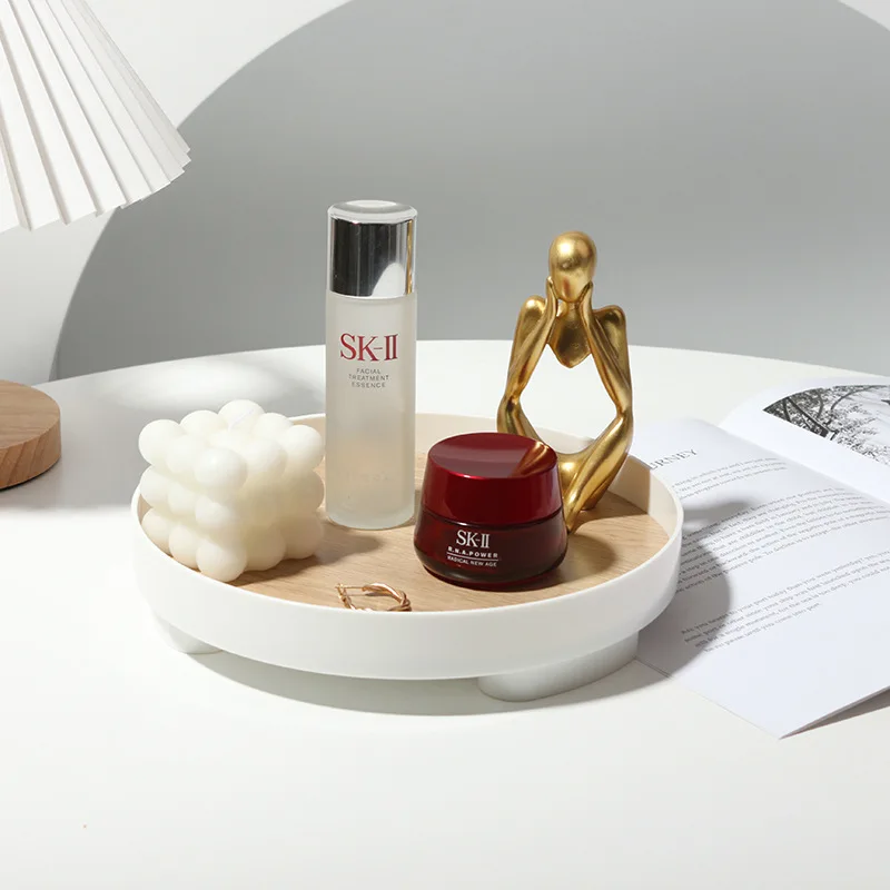 INS Simples Rodada Bandeja De Plástico De Madeira Ornamentos Decorativos Desktop Armazenamento Foto Props Fotografia Fundo