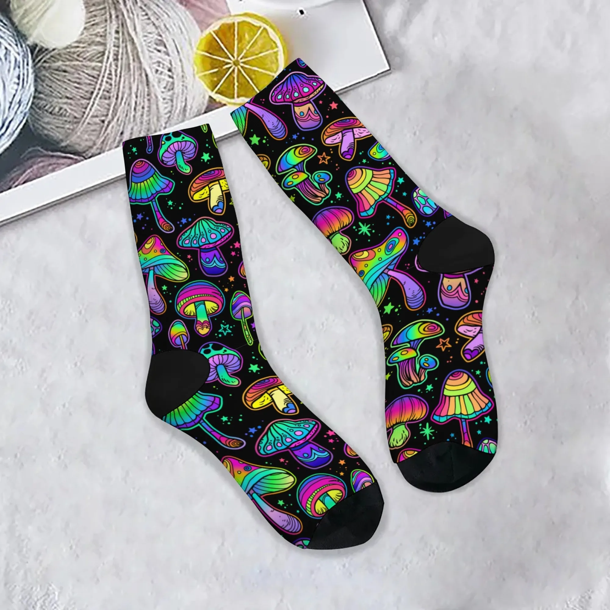 Regenbogen-Pilz-Socken, Retro-Mode, Herrensocken, bequem, warm, Unisex, lässig, Outdoor-Sport, Socken, Neuheit, lustige Socken, Geschenk