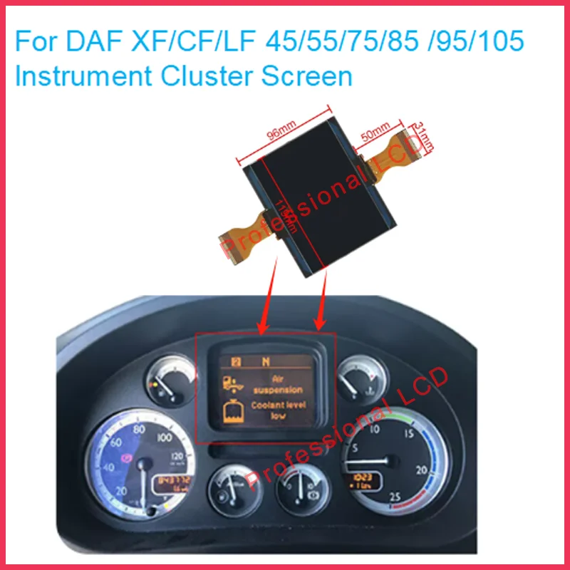 Car Dashboard For DAF LF/CF/XF 45/55/75/85/95/105 Temsa MD7 Plus/MD9 Automotive Instrument Cluster LCD Replacement