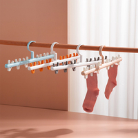 1 Piece Sock Drying Rack with 6 Clips Portable Hanging Drying Rack with Detachable Clips Rotatable Hook Hangers for Clothes